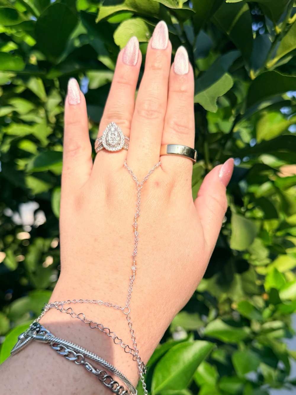 925 sterling silver plated hand chain with glass beads